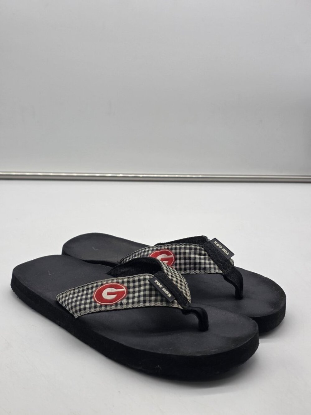 Toe Goz Sandals Womens Size 7 Black Gingham Flip Flop Comfort Lightweight Shoes